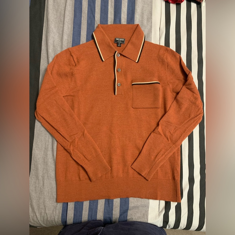 Todd Snyder Italian Merino Wool long Sleeve Sweater Polo